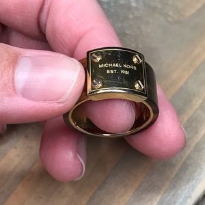 Michael Kors Goldtone Tortoise Shell Logo Ring